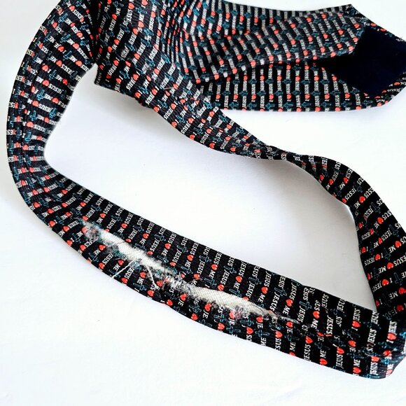 Jonathan Rogers Hand Made Silk Tie With "Jesus Loves‎ Me" Print~T172.3 - Picture 5 of 5